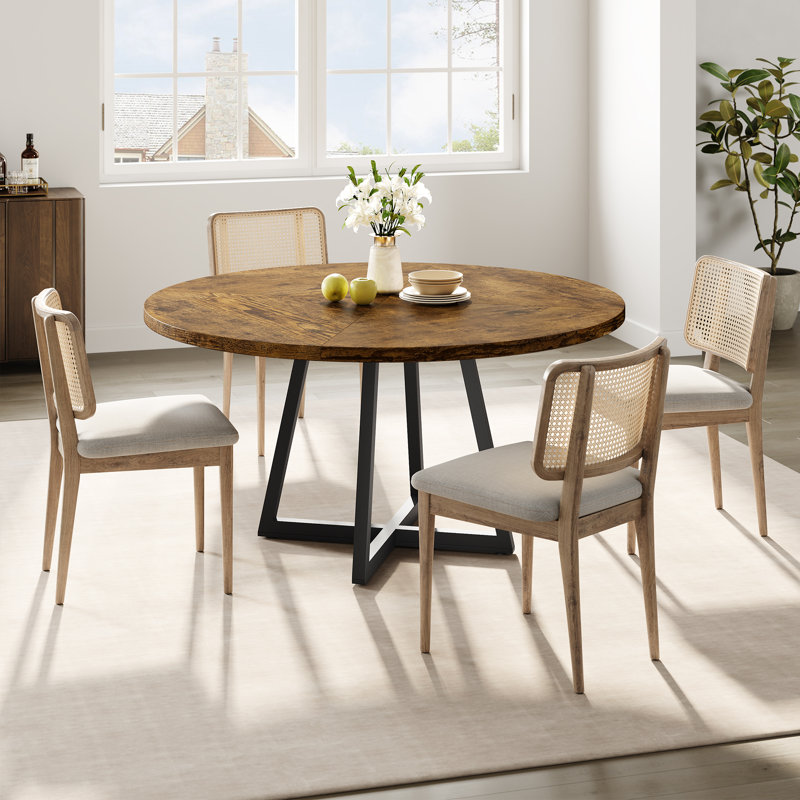 Metal Base Dining Table, Brown