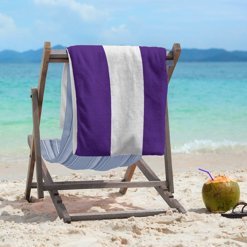 Colorado Lightweight Beach Towel, Purple/White/Purple, Polyester/Cotton