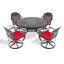 Ensemble de salle à manger 5 pièces en aluminium coulé résistant aux intempéries, comprenant 4 chaises pivotantes et une table ronde de 48,03 po avec structure noire (même référence: W1710S00313)-1463506142