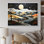"Blue and Gold Modern African Landscape IV", reproduction d'art sur toile