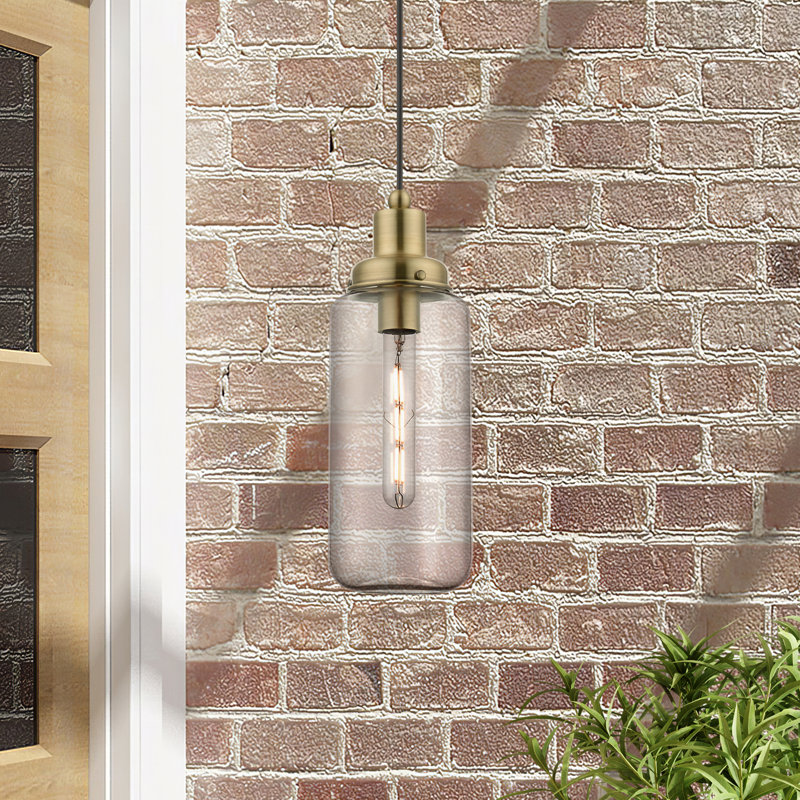 Luminaire suspendu cylindrique simple Leor, Laiton antique