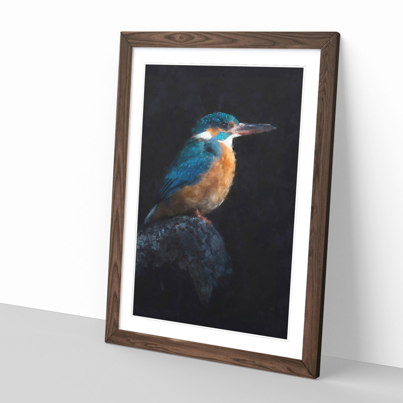Kingfisher Bird - Picture Frame Painting Print, Walnut Framed, 63cm H x 45cm W x 2cm D