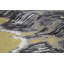 Wool Damask Area Rug in Dark Gray/Yellow