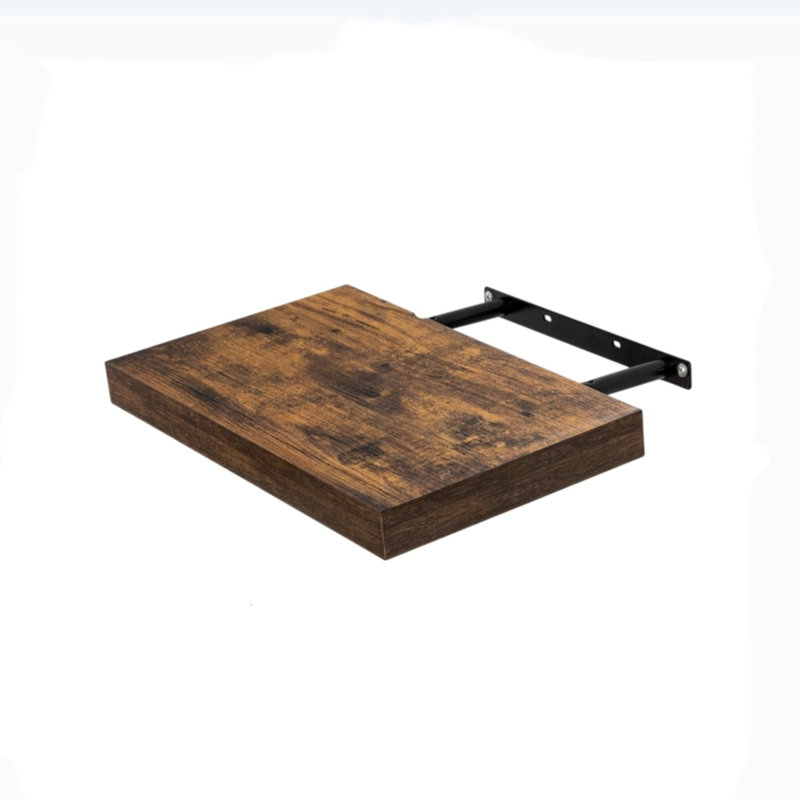 Deep Walnut Floating Wall Shelves - Set of 2, Brown