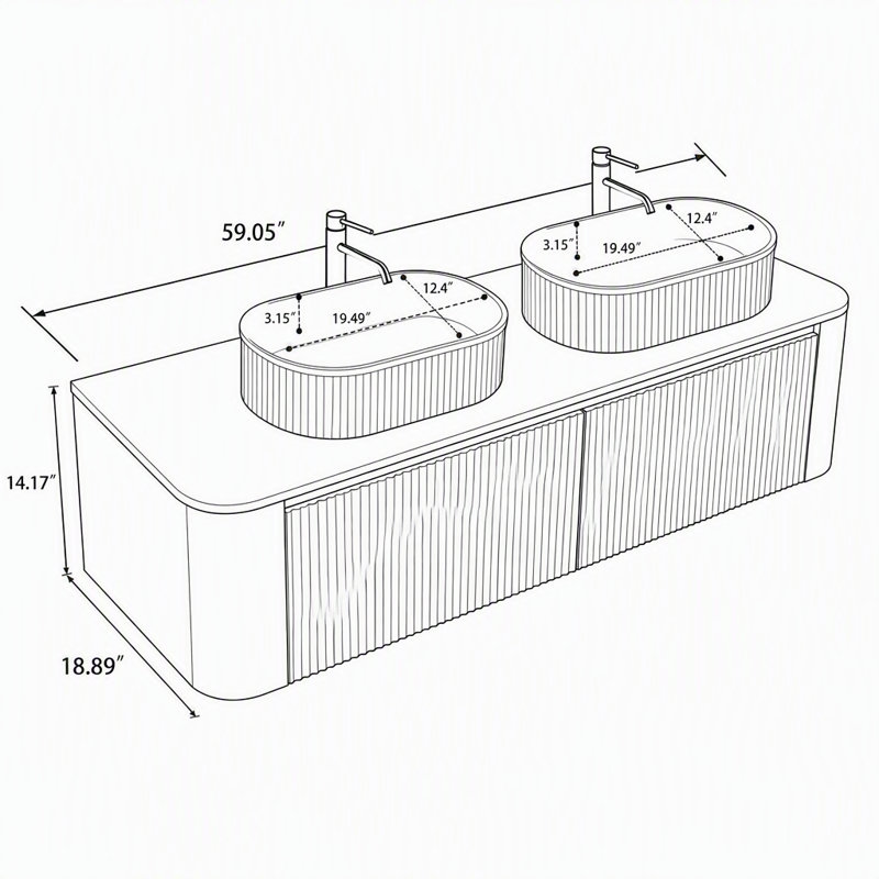 Double Bathroom Vanity with Ceramic Top