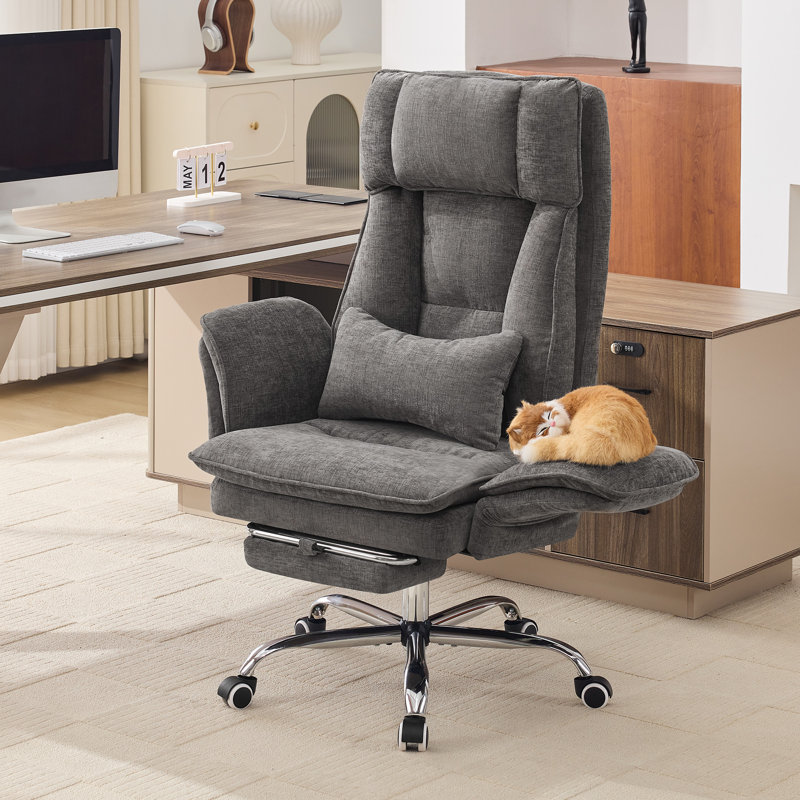 Fauteuil de bureau grand et grand, accoudoirs rabattables pour animaux de compagnie et assis en tailleur, fauteuil de jeu ergonomique pour ordinateur avec coussin lombaire
