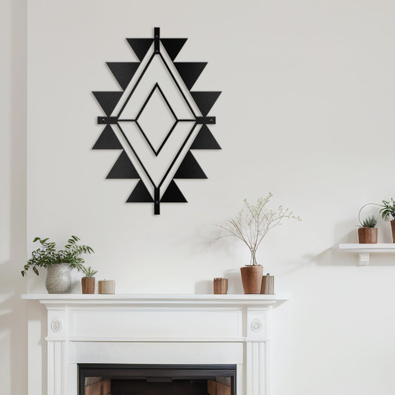 Décoration murale en métal, Noir, H 18 po x l 9 po x P 0,05 po