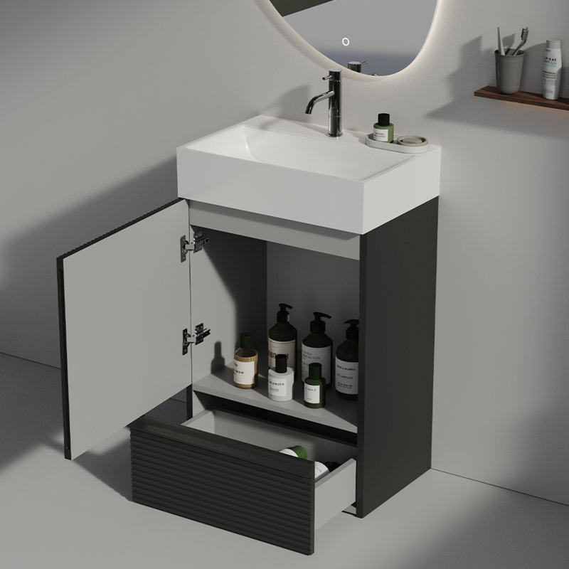 Meuble-lavabo autoportant avec évier en céramique et qualité supérieure Matt Black