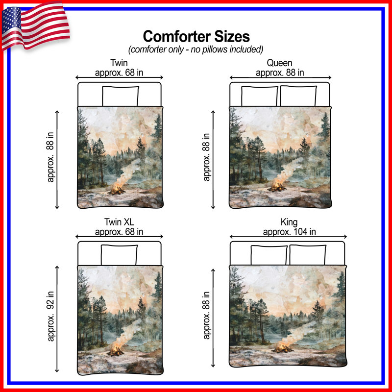 Forest Campfire Scene Comforter, Twin