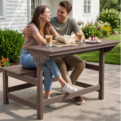 Banc de jardin convertible en PEHD 2 en 1 et table de pique-nique