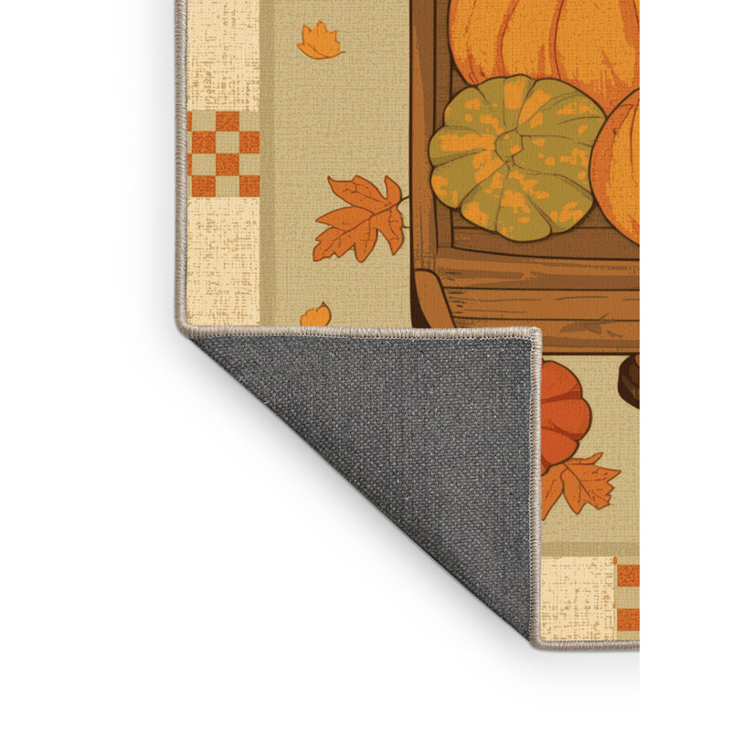 Soft Plush Fellman Thanksgiving Modern & Contemporary Abstract Area Rug in Beige – Beige Binding, 8x12