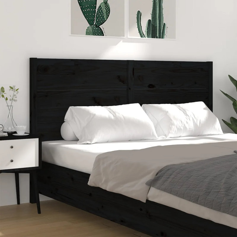 Manseau Solid Wood Headboard, Black, Double (4'2)