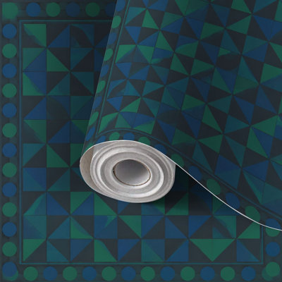 Papier de contact à peler et coller avec bordure en tissu écossais tartan bleu et bordure circulaire auto-adhésive et amovible 24 po x 118 po (60 x 300 cm)