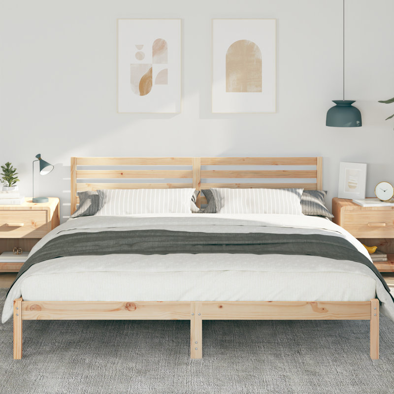 Solid Wood Bed, Brown, Super King (6')
