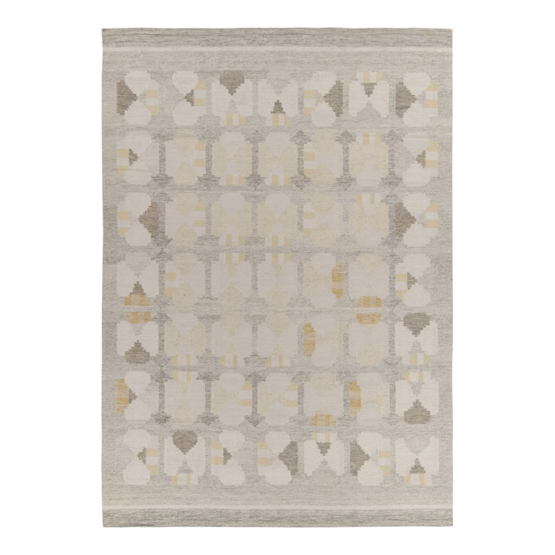 Scandinavian Wool Geometric Area Rug, Rectangle 5' x 8'