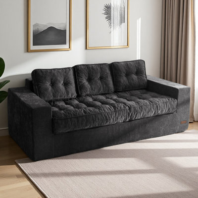 78" Chenille Cloud Sofa , 3 Seater Couch Sofa No Assmably Required, Compression sofa in a box