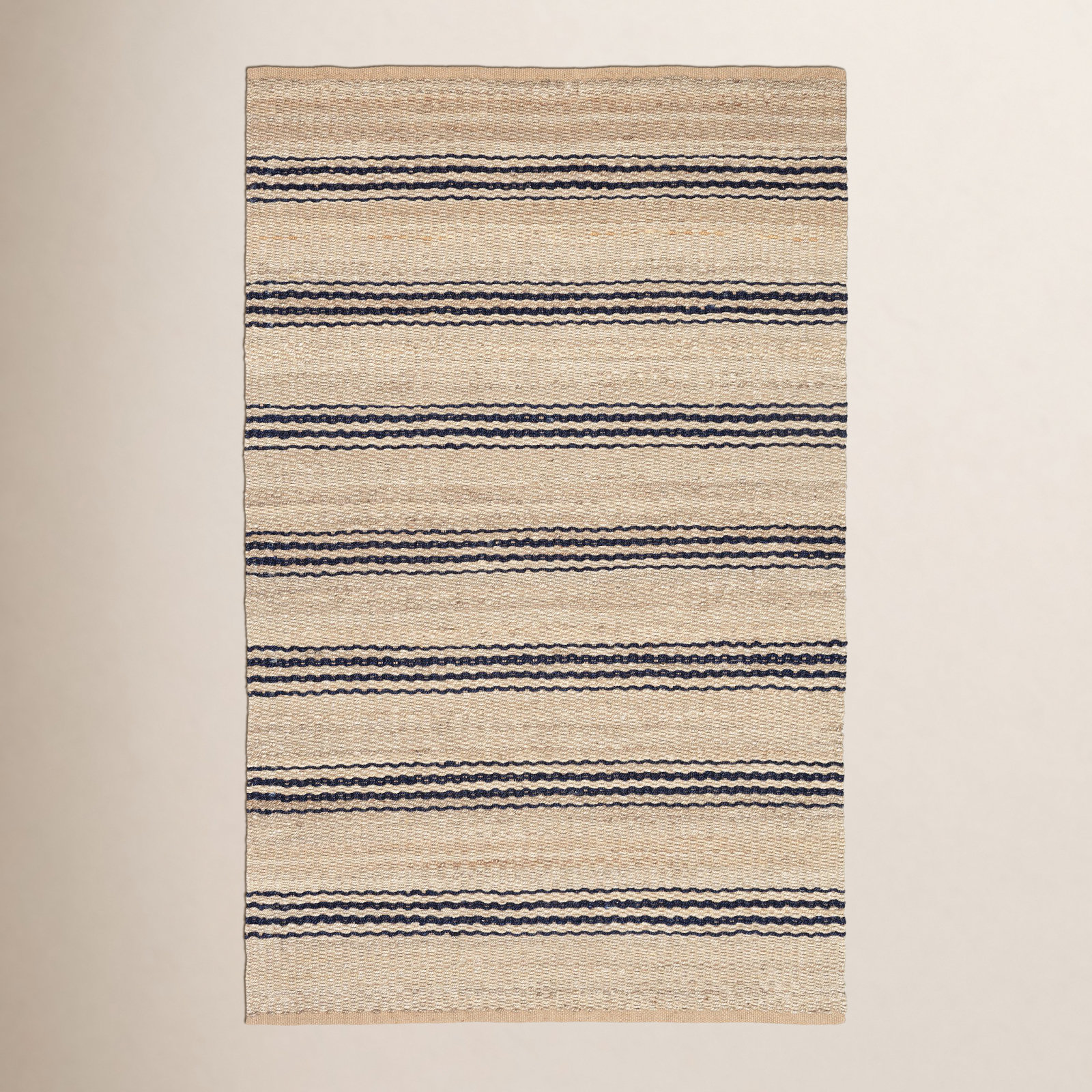 Jute Ticking Indigo Hand-Woven Striped Jute Rug, Rectangle 6' x 9'