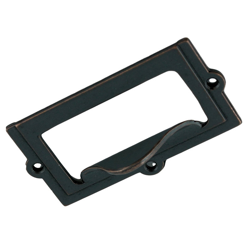 Heavy Duty Die Cast Label Holder with Finger Pull 2" x 1" Card DL-P3056-BK, Venetian Bronze
