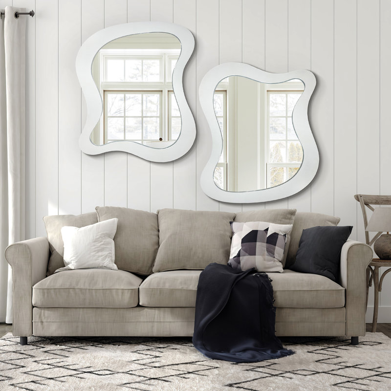 Wood Wall Mirror(set Of 2), 36" H x 30" W, White