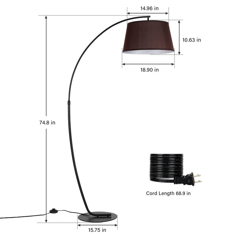 Lampe sur pied arquée 75 po Jantien