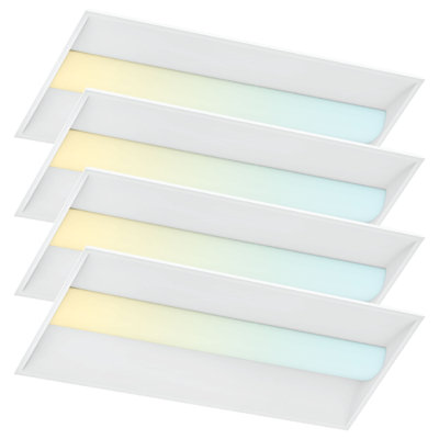LUXRITE 2x4 FT LED Troffer Light, Center Basket Panel, 5CCT (3000K-6000K), 30W-72W, 3750-9000LM, 0-10V Dimmable 120-277V ETL Listed DLC Premium 4 Pack