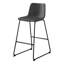 Chaise de bureau, hauteur de bar, debout, bureau d'ordinateur, bureau, aspect cuir gris, métal noir, contemporain, moderne