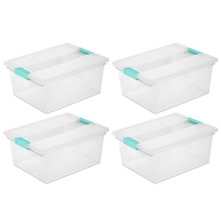 Iris Usa 4 Pack 28qt Plastic Storage Bin with Lid and Secure Latching  Buckles, Pearl