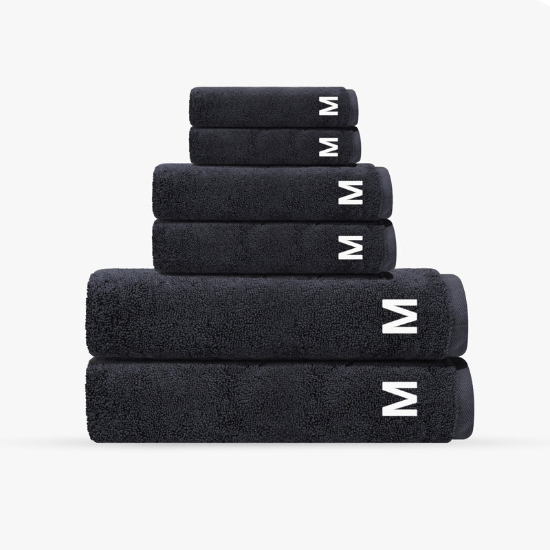 Monogrammed Cloer 6 pcs Turkish Towels Set, Anthracite, M