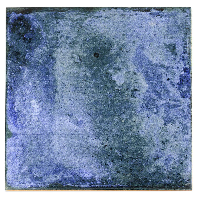 Angela Harris Dunmore 8x8 Polished Hand Painted Look Ceramic Tile, Dark Blue