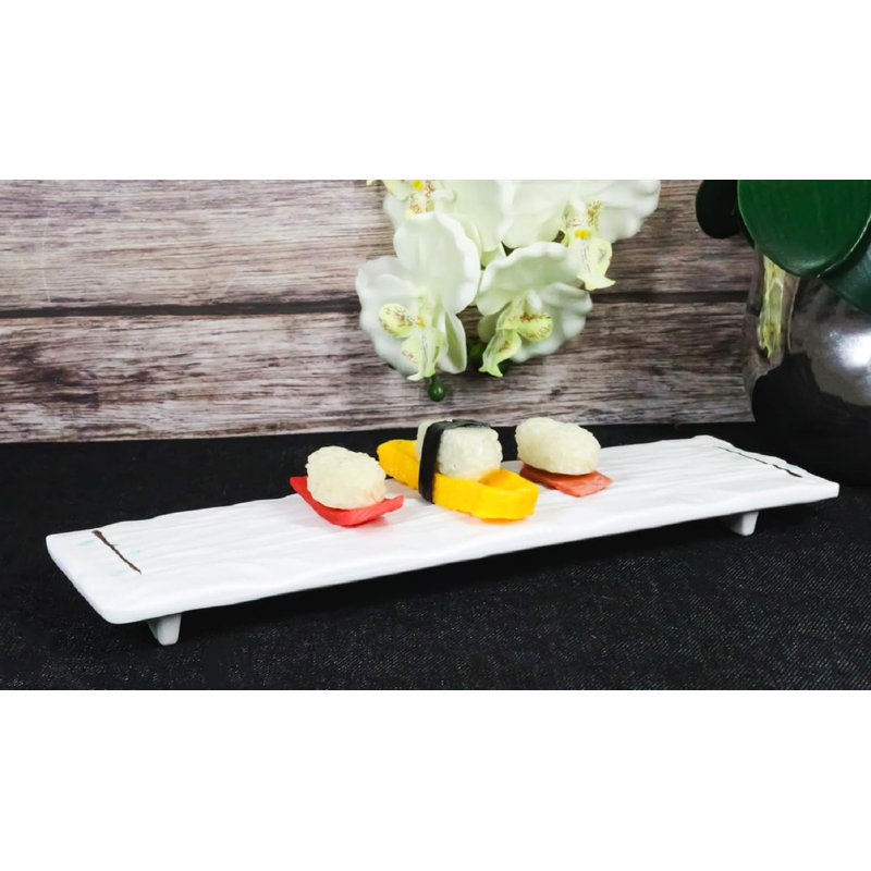 Pack Of 6 Melamine Yukino Hana Rectangular Sushi Entree Serving Platters 12" L