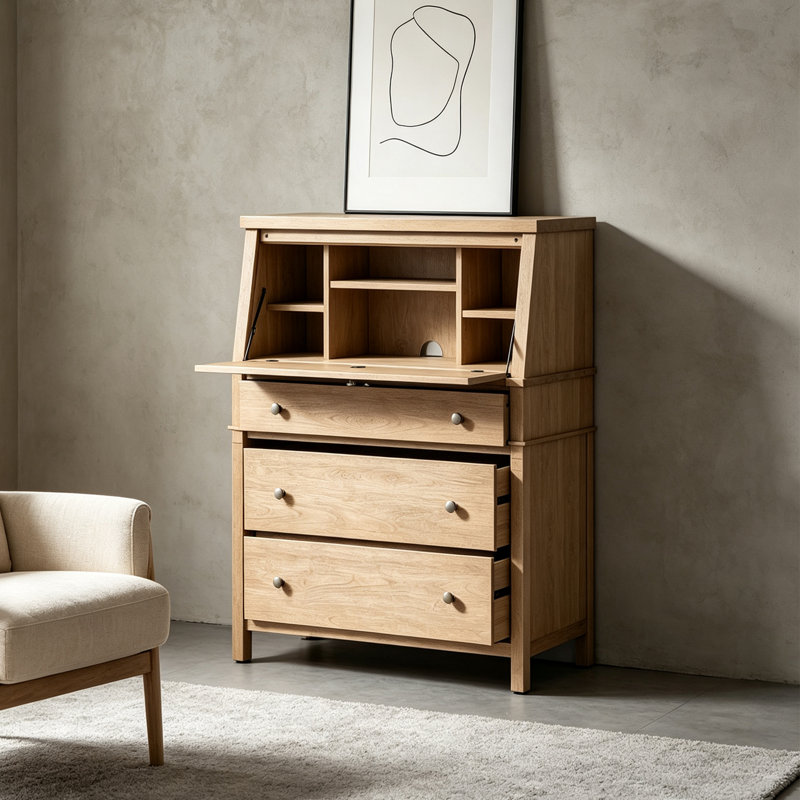 Vintage Flip-Top Storage Accent Cabinet, Marron clair