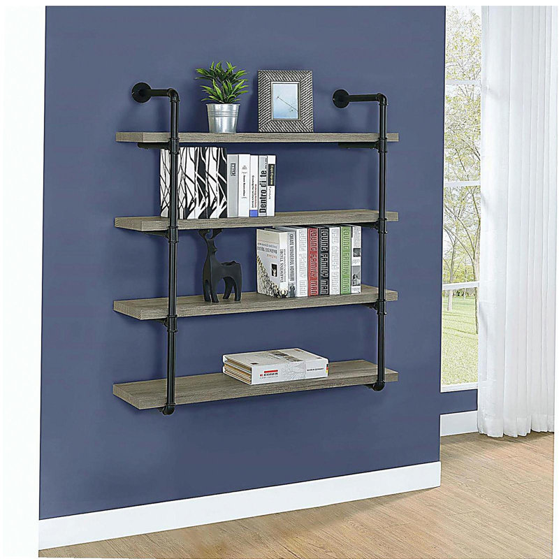 Black Grey Driftwood Four-layer Wall-mounted Rack