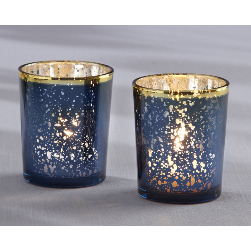 4 Piece Mercury Glass Tabletop Votive Holder Set