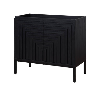 Rowan 36 in. W x 18 in. D x 33 in. H Geometric Modern 2-Shelf Soft-Close Bathroom Vanity Cabinet Only (Sink Basin Not Included), Black