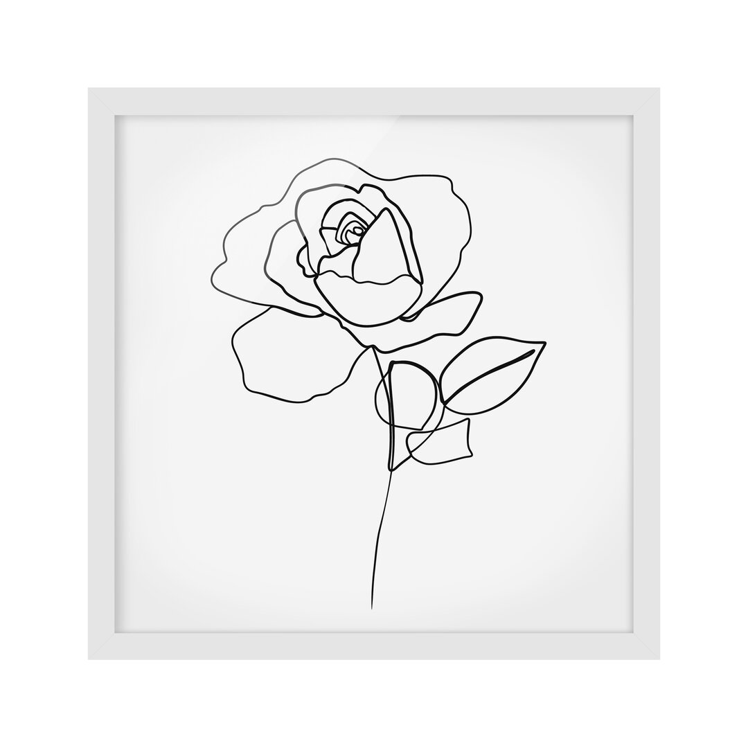 Gerahmter Grafikdruck Line Art Rose