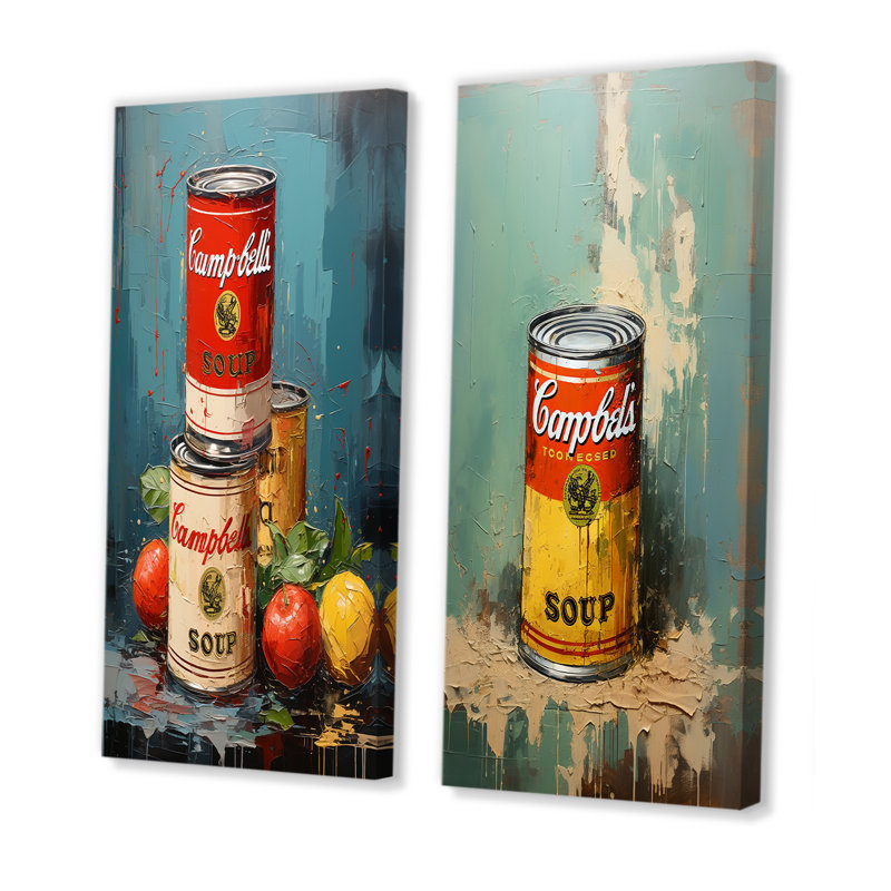 Popart Soup Sensation - Ensemble de salon abstrait Popart Wall Art, Toile tendue, H 28 po x l 25 po