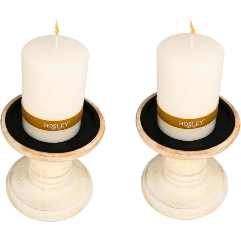 Set Of 2  Wood Pillar Holders . Ideal Gift For Weddings, Special Occasion, Spa, Aromatherapy Settings, Candle Gardens W1