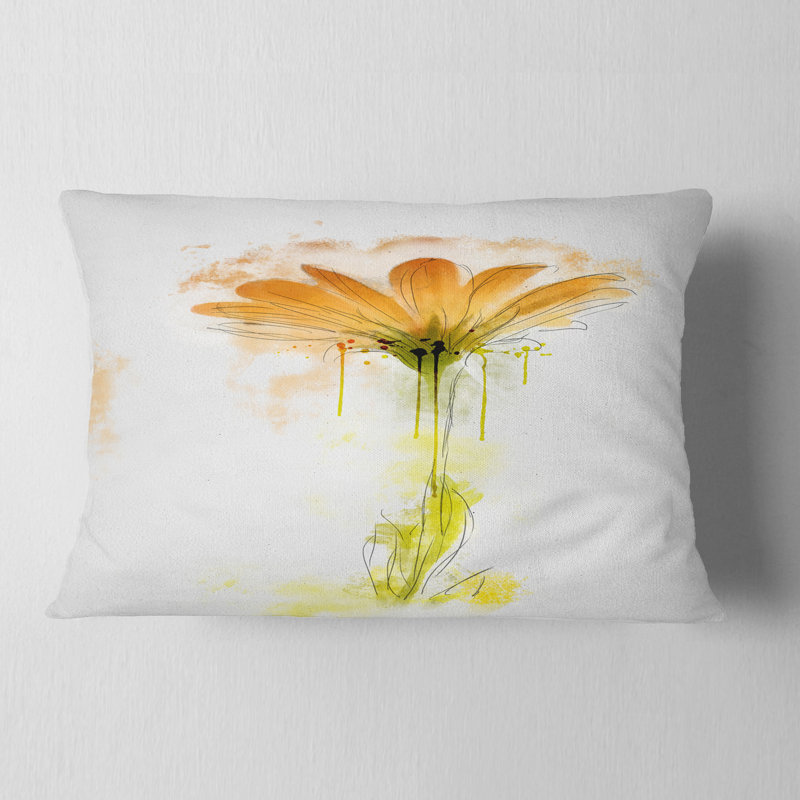 Coussin lombaire en aquarelle flowerswork gerbera sketch