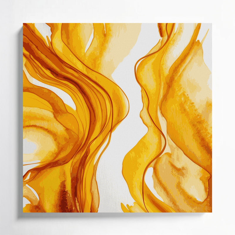 Aquarelle abstraite 45, art mural sur toile brune, H 12 po x l 12 po