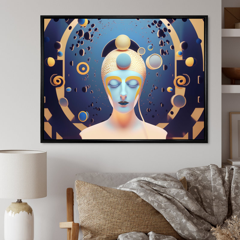 «Sci-Fi Beauty Futuristic Space Portrait» sur toile, Cadre flottant noir, H 30 po x l 40 po x P 1,5 po
