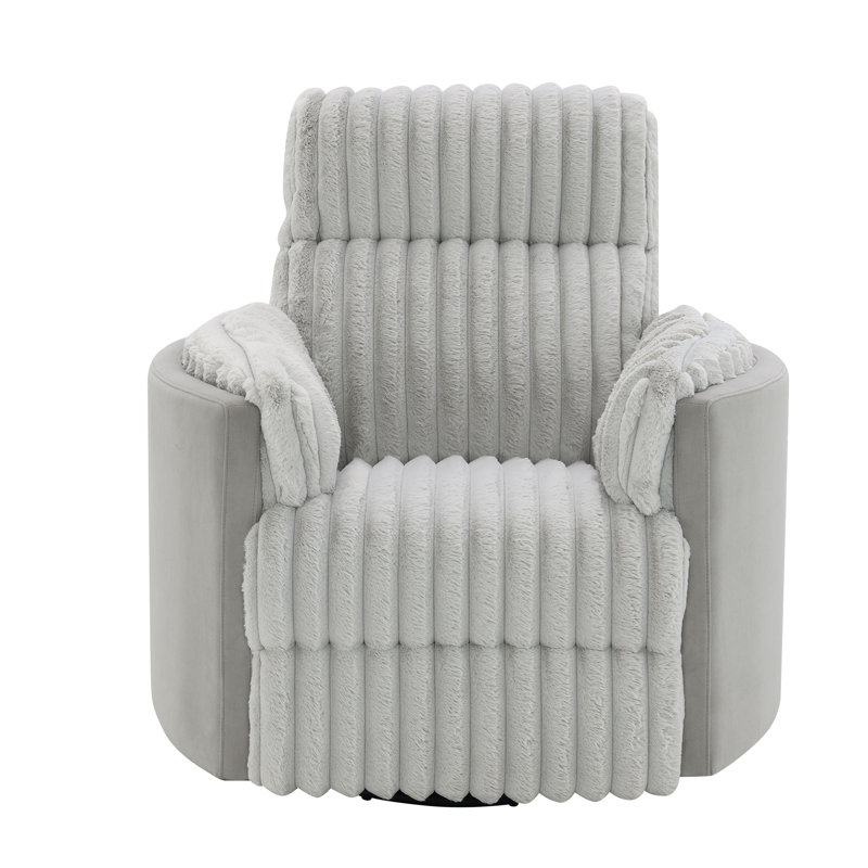 Fauteuil inclinable et oscillant gris en velours côtelé gris