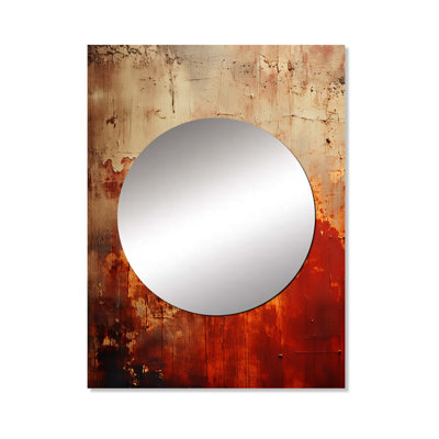 Orange Chaos Collage III - Abstract Collages Mirror, Orange Unique Wall Mirror, Printed Metal Art