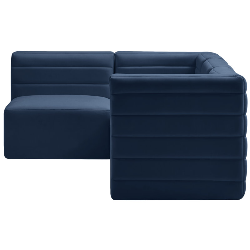 Enso Velvet L-Shaped Sectional Reversible, Navy Velvet