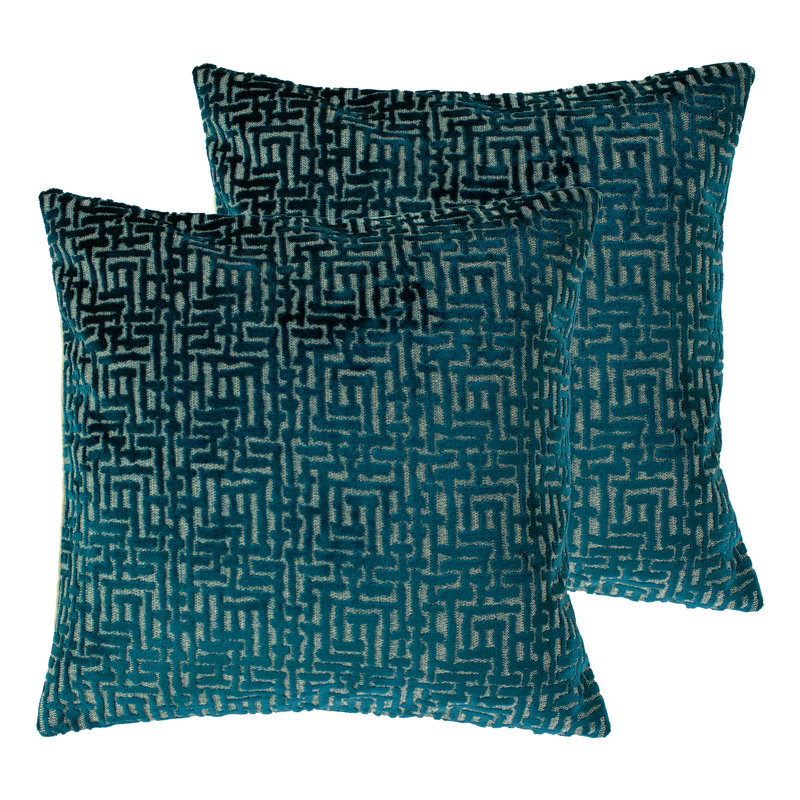 Geometric Square Cushion, Teal