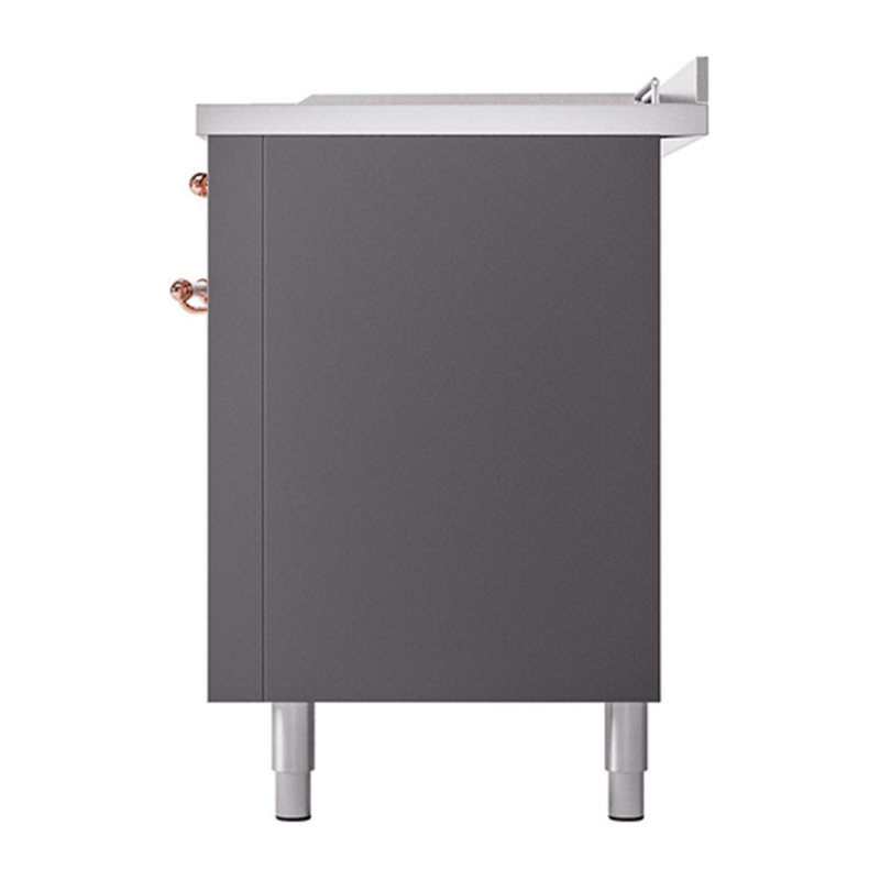ILVE Nostalgie II 60 in Dual Fuel Range, 7 Burner, Griddle, Frenchtop, Graphite Matte/Copper, Natural Gas
