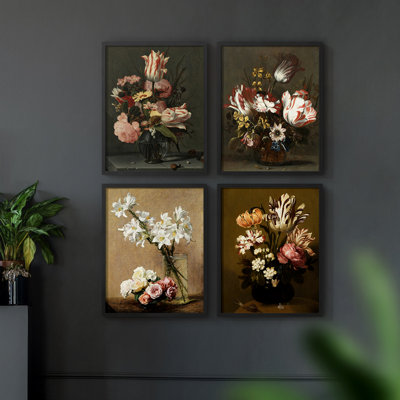 Vintage Floral Print CCCLI Framed Print - Set of 4