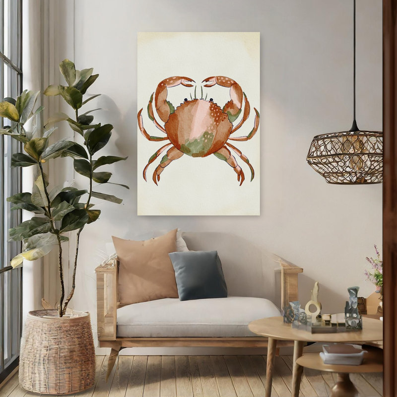 Aquarelle, crabe, coquillages, crabe
