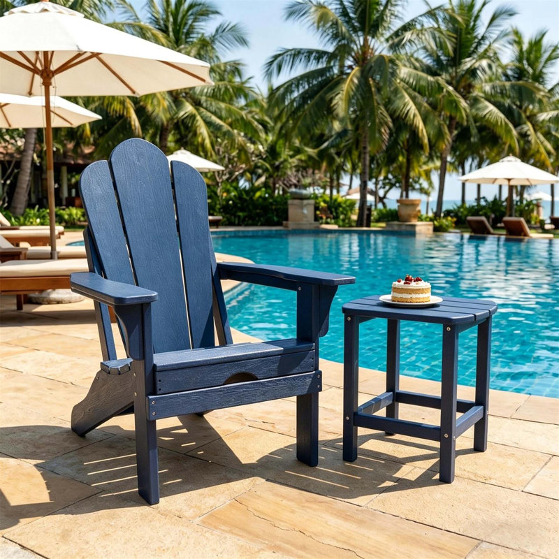 Table d'appoint d'extérieur carrée en PEHD durable Adirondack, résistante aux intempéries et facile à entretenir pour le patio et le jardin