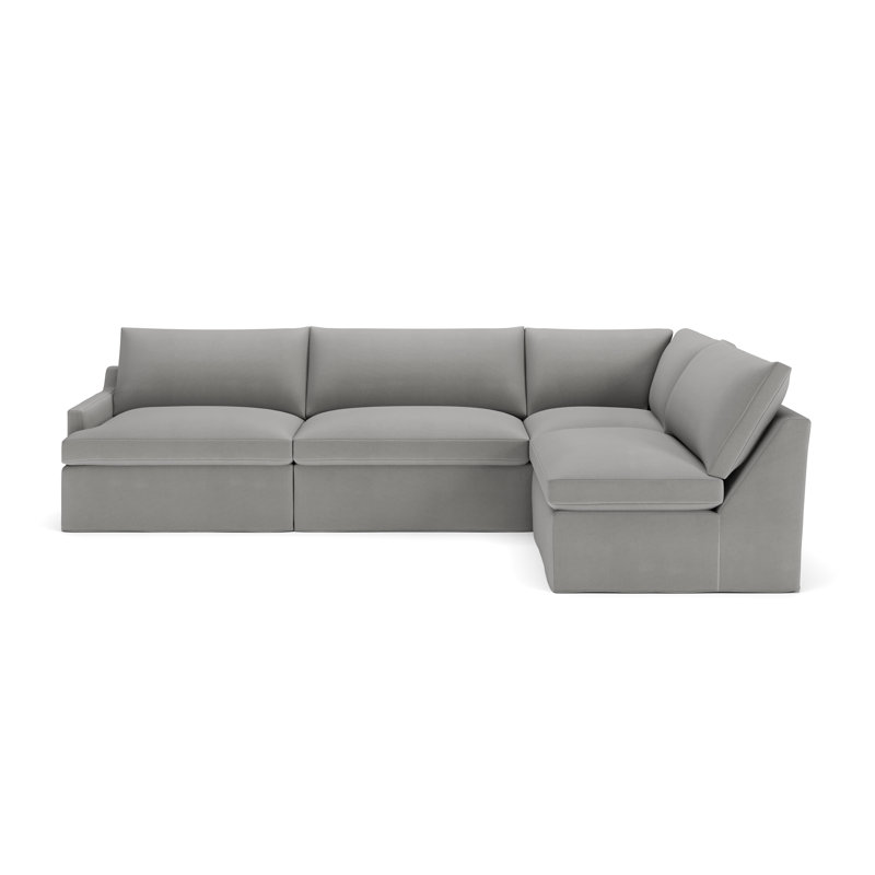 Canapé modulaire 4 pièces Wrenley, Toile gris clair Bayou, Orienté à droite