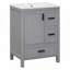 Meuble-lavabo de salle de bain avec lavabo en céramique, 3 tiroirs et 1 porte, rangement polyvalent-1988750856